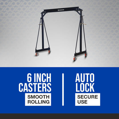 Strongway Adjustable Gantry Crane, 4000-Lb. Capacity, 8.2ft.–12.14ft. Lift