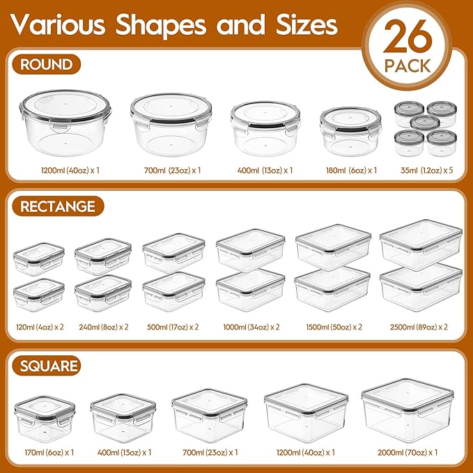 52 PCS Food Storage Containers