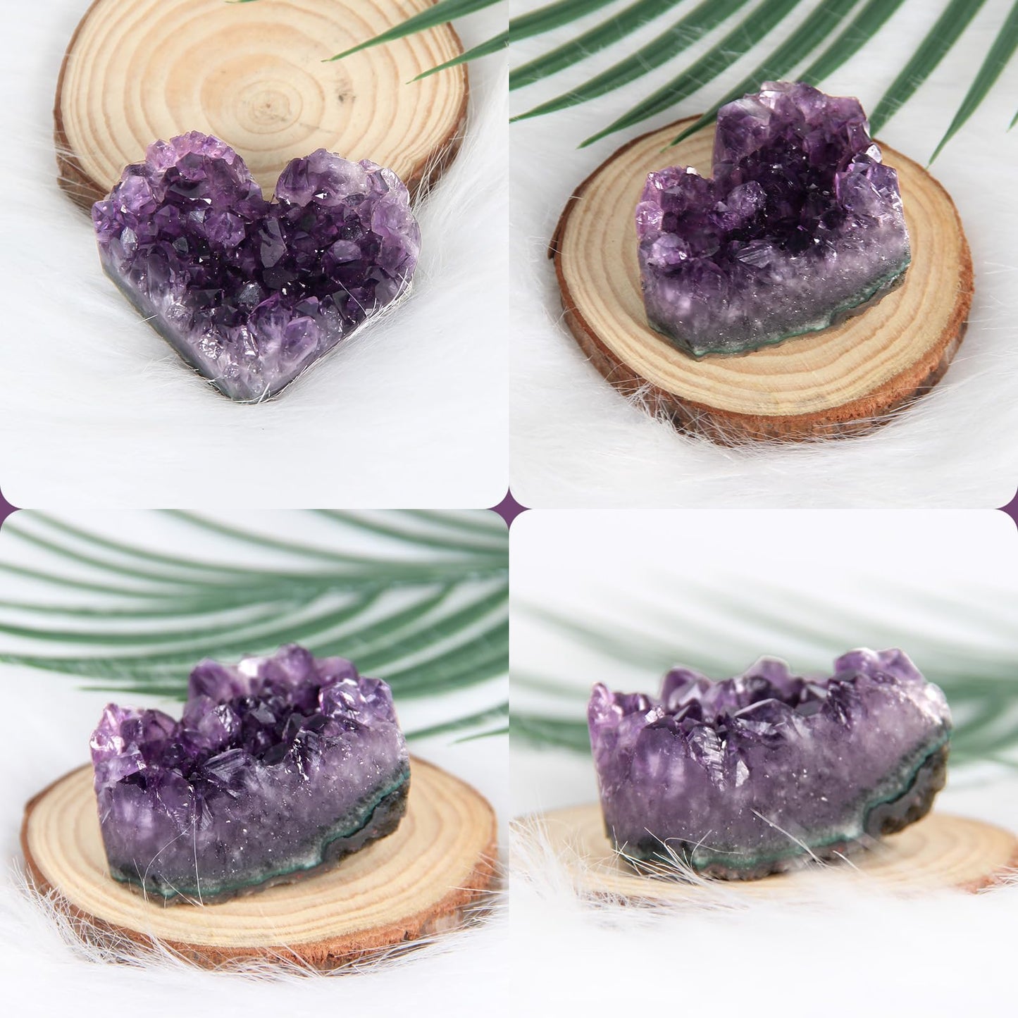 90-110g 1PC Amethyst Heart Cluster, Natural Crystals and Healing Stones- Amethyst Crystal for Decoration, Wicca & Reiki High Energy Healing Crystals, Heart Gifts, Gemstone Valentine’s Gift