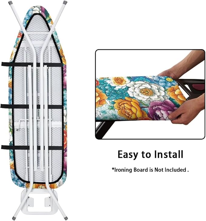 Boho Mandala Steam Ironing Board Cover 3 Fasteners Elastic Edge, Washable