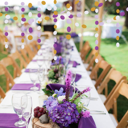 White Purple-Gold Party-Decorations Paper Garland - 52ft Glitter Hanging Streamer Banner,Graduation 2025 Mothers Decor Wedding Baby Shower Birthday Backdrop Bunting Lasting Surprise