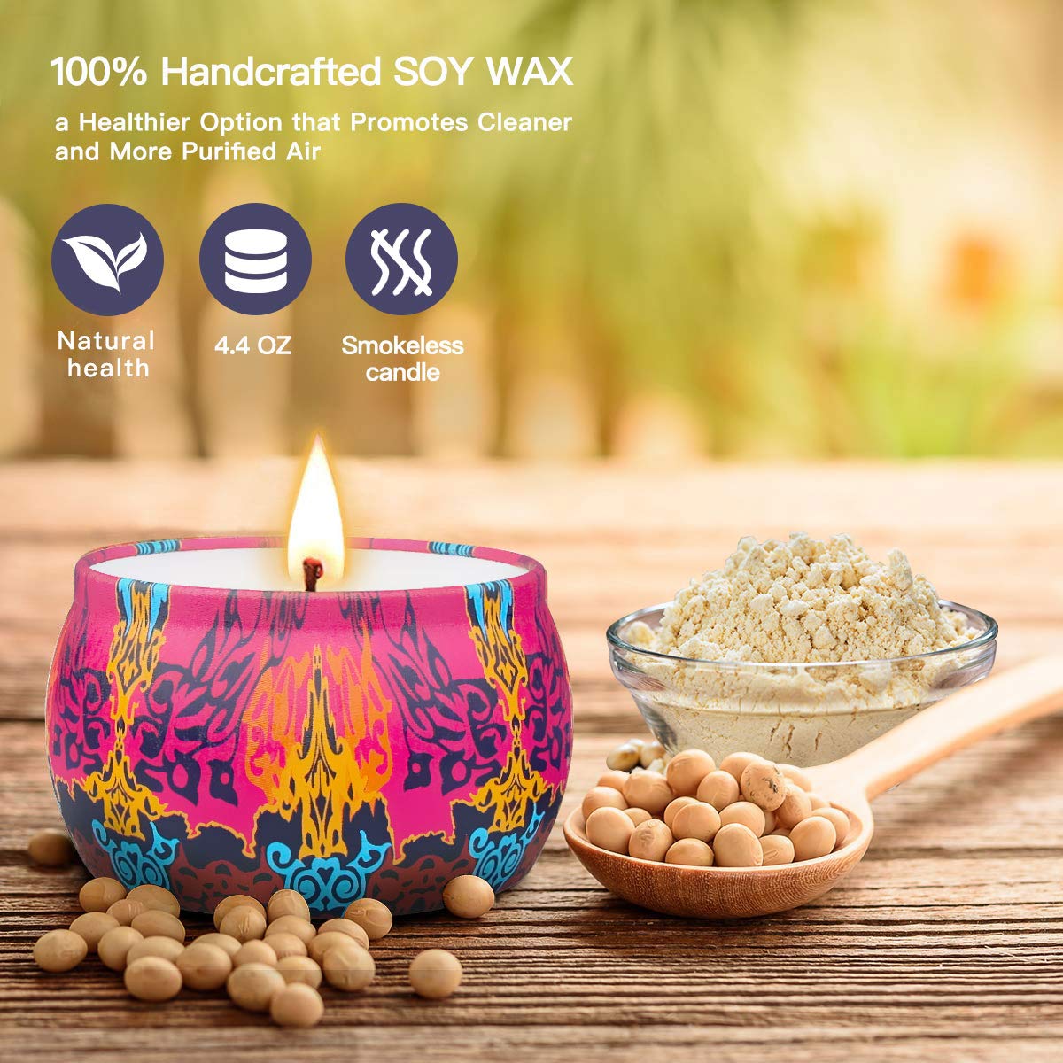 YMing Scented Candles Gifts for Women, 5.65 oz Large Aromatherapy Candles, Scented Candles Gift Set, Real Soy Wax Portable Travel Tin Candle, 4 Pack Metal, Birthday Gifts for her, Christmas