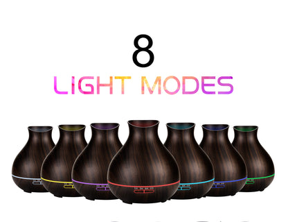 BZseed Aromatherapy Essential Oil Diffuser 550ml 12 Hours Wood Grain Aroma Diffuser with Timer Cool Mist Humidifier for Large Room, Home, Baby Bedroom, Waterless Auto Shut-off,7 Colors Lights Changing