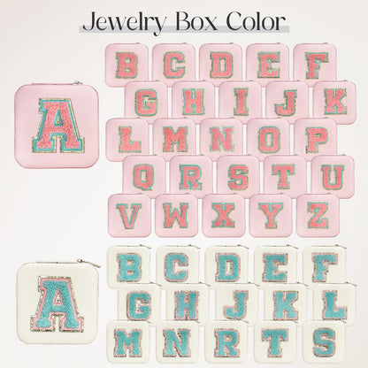 SANDJEST Personalized Jewelry Box, Pink Travel Jewelry Box with Initial A, Small Monogrammed Jewelry Case Organizer for Girls Women Teen Kids, Mini Travel Essentials Gifts for Birthday Christmas