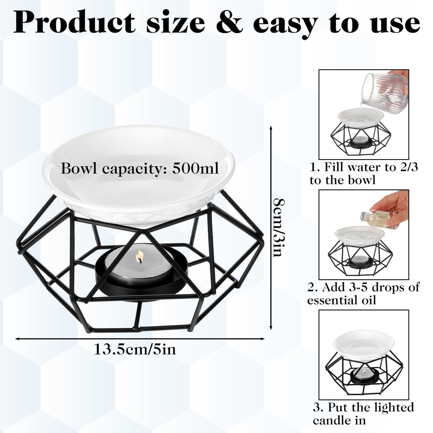 4 Pcs Black Metal Essential Oil Burner, Romantic Bird Nest Style Tealight Wax Warmer with Oil Plates, Iron Candle Holder Aroma Diffuser for Home Wedding Office Decoration