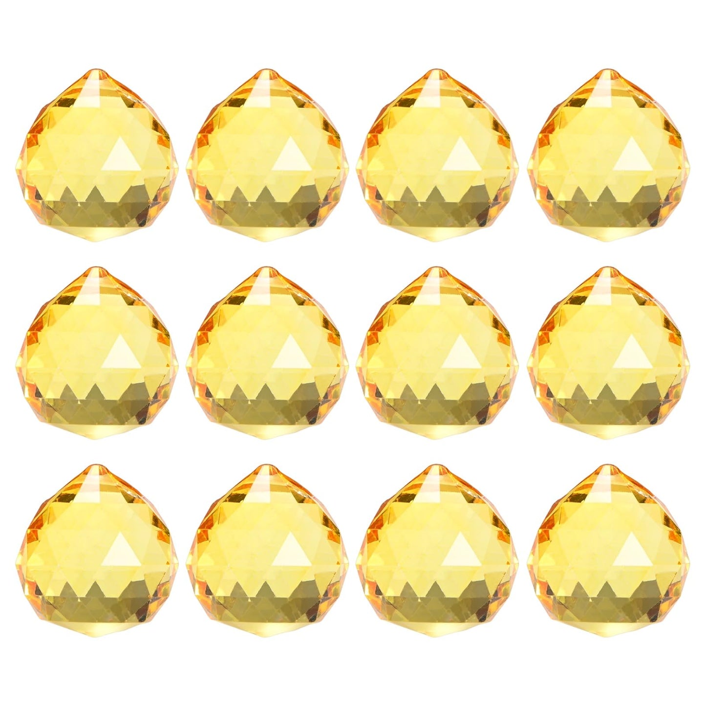 M METERXITY 12-Pack Crystal Ball Prisms, 33.5mm/1.32 Inch Chandelier Pendant Maker Hanging Crystals Chandelier Prisms for Home/Windows/Garden/DIY Decoration[Golden Yellow]