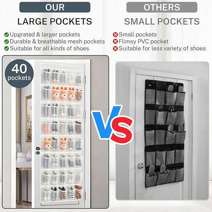 40-Pocket Over the Door Shoe Organizer