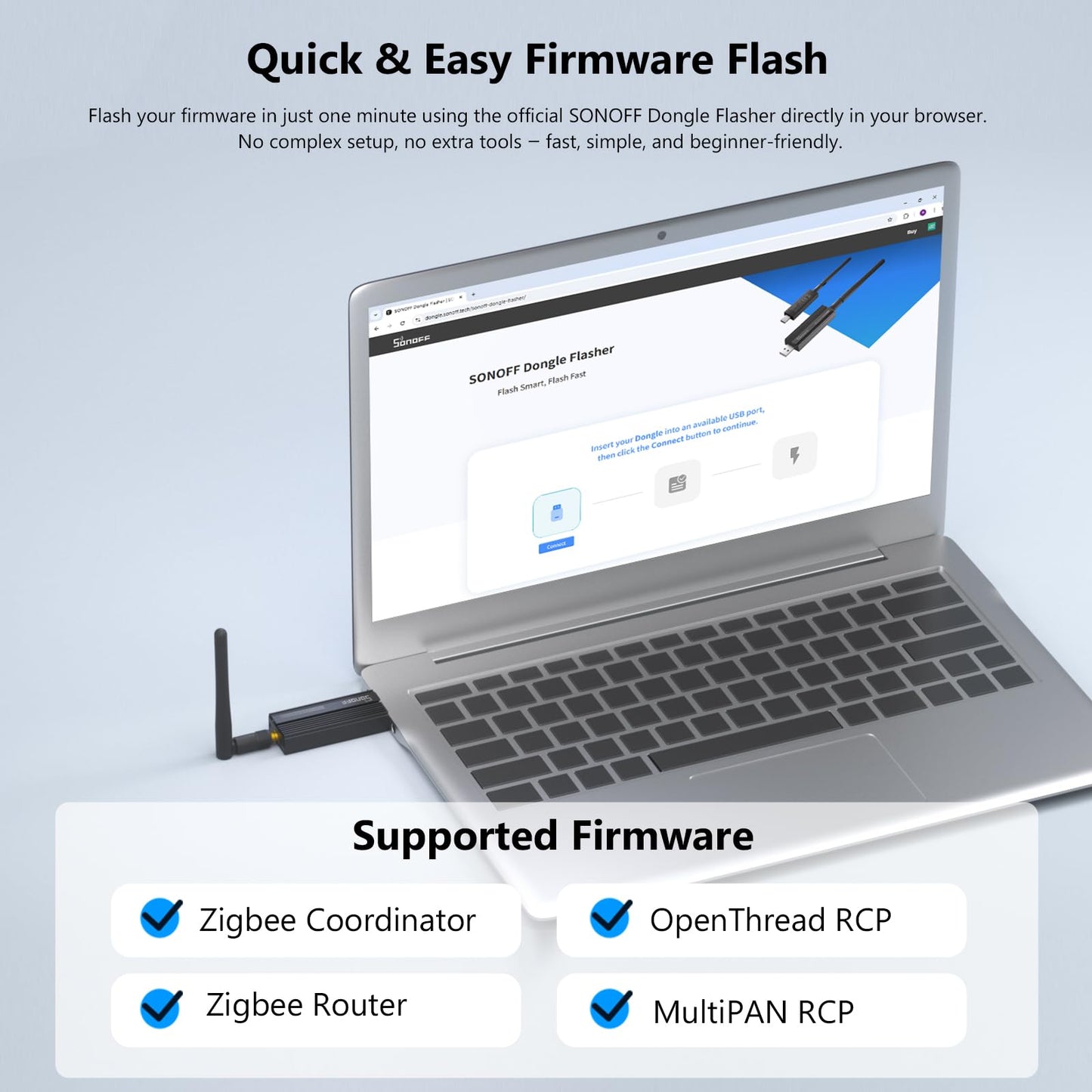 Sonoff Zigbee USB Dongle Plus-ZBDongle-E 3.0 External Antenna Interface SMA Gateway Universal, Pre-Installed with Zigbee Firmware Based on EZNet 6.10.3 Coordinated Home Assistant or Zigbee2MQTT