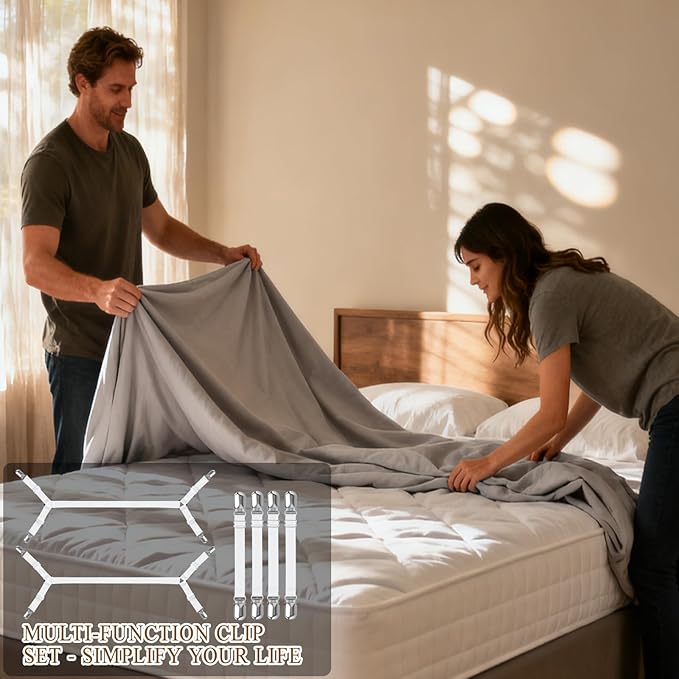 16 Pcs Bed Sheet Straps Sets-2 Style Adjustable Bed Sheet Fasteners Holders