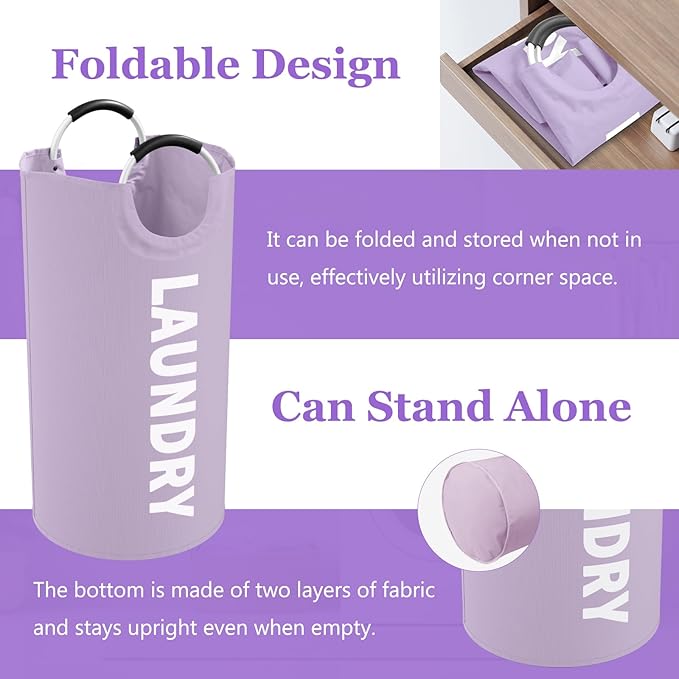 2Pack 95L Purple Collapsible Laundry Basket