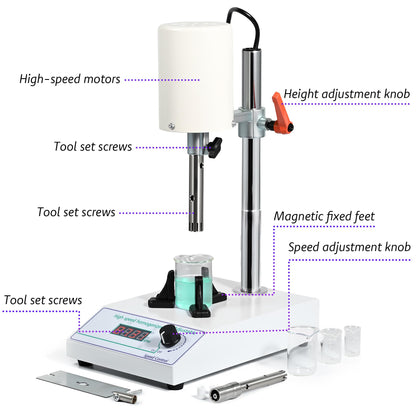 High Speed Homogenizer 8000-22000rpm Speed Adjustable Lab Emulsifier Disperser 110V