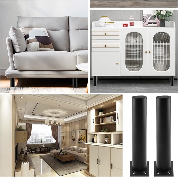 Set of 4 Furniture Legs 7 Inch, Adjustable Aluminum Alloy Cabinet Legs