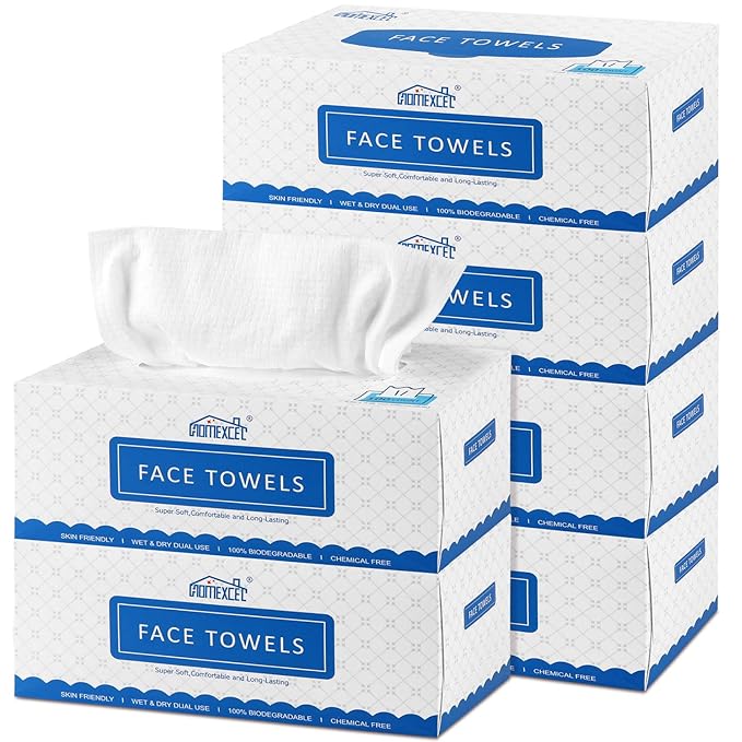 HOMEXCEL Face Towels, Disposable Face Towelette, Biodegradable Makeup Remover