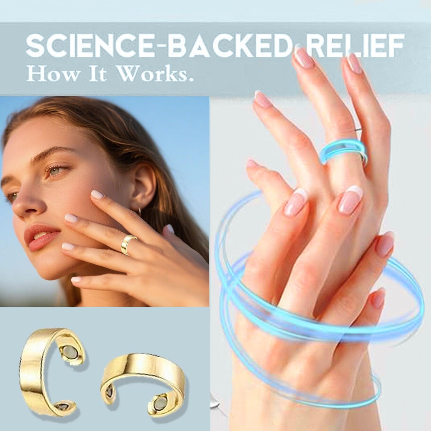 tanguan Auvulis Migraine Ring，Lymphatic Vitality Magneti Rings for Women Men Anti Snoring Ring Migraine Relief Jewelry Stainless Steel Adjustable Calmi Rings (Rose)