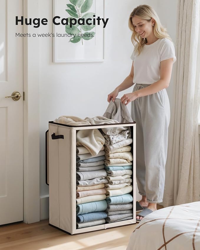 SOLEDI Laundry Hamper with Lid 130L Large & Tall Collapsible Laundry Basket
