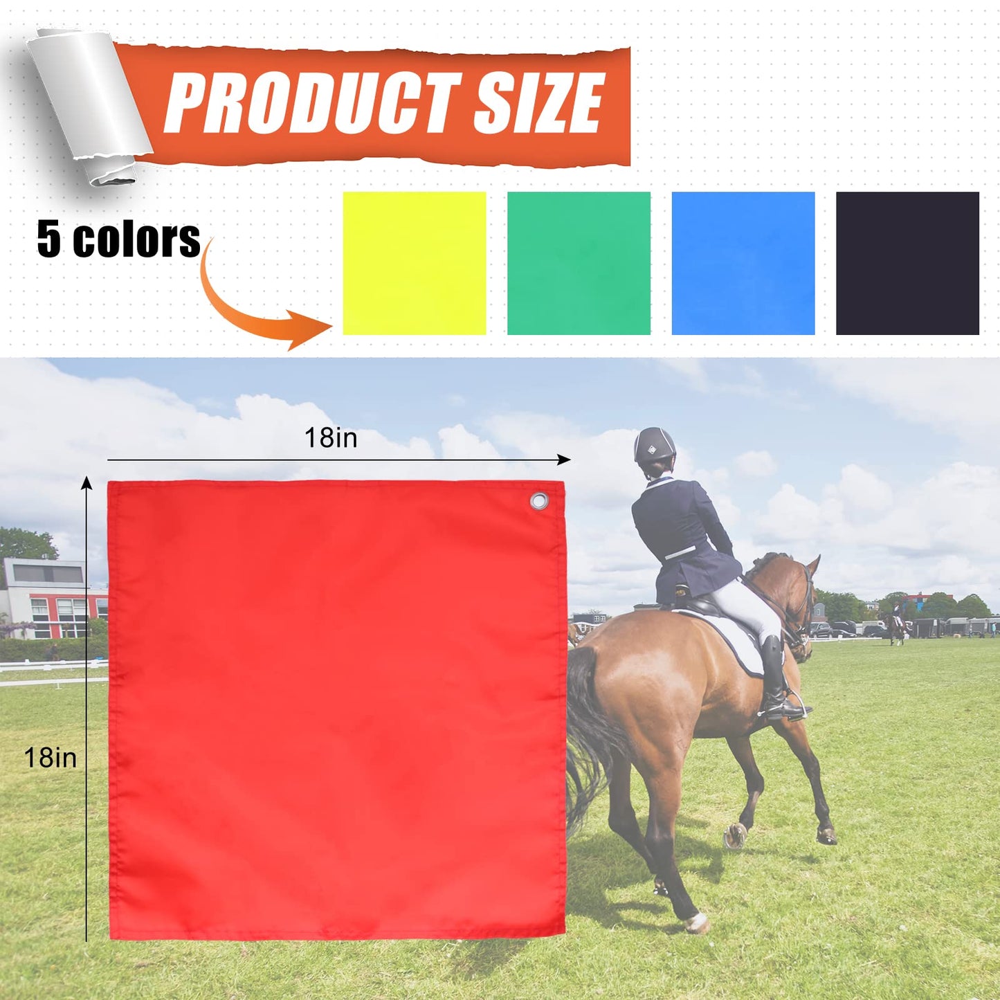 MANOPAWS 5Pcs Horse Training Flag and 55in Telescoping Pole with Hook for Lunging, Retractable Horse Training Equipment Flag with Clips