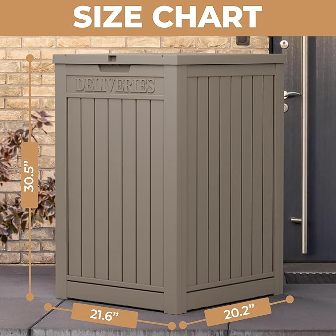 55 Gallon Package Delivery Box for Outside,Weather Resistant UV Protection Resin Outdoor Storage Parcel Box for Porches, Front Door,Balconies,Garages