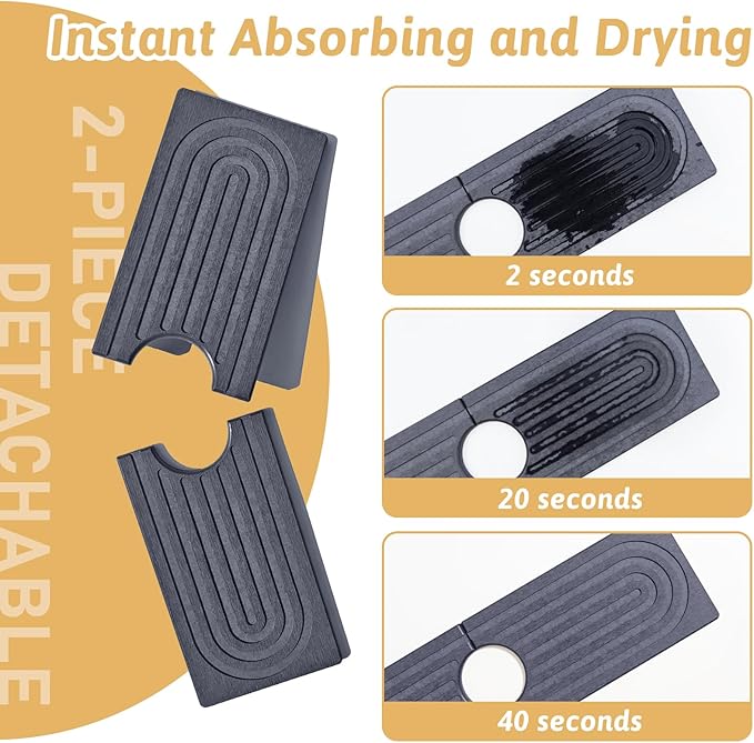 Diatomite Sink Mat around Faucet, Instant Dry Stone Sink Tray Cleaning Tools