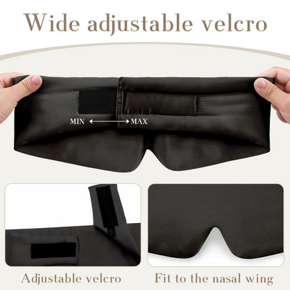 100% Mulberry Silk Sleep Mask Eye Mask for Women Man with Adjustable Band, for Side Sleeper Blackout Sleep Mask for Travel Rest and Office Large Size (Taupe)