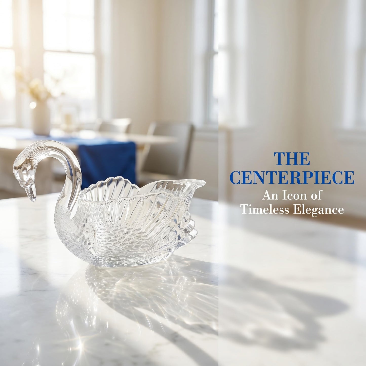 sidnheywvn 9.8'' x 5.5'' Crystal Swan Centerpiece Bowl,Swan Planter Decorative Crystal Bowl for Table Centerpiece, Fruit Candy Dish and Home Swan Decor