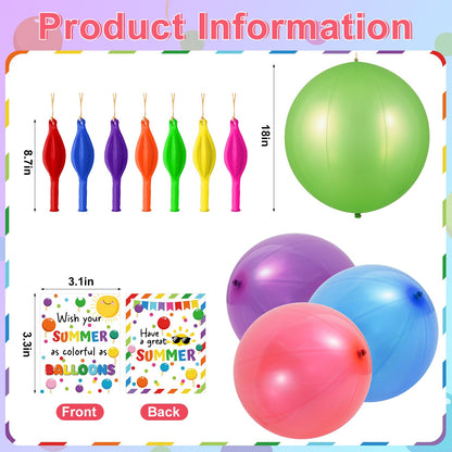 28 Sets End of Year Student Gifts from Teacher, 18 Inch Punch Balloons with Summer Greeting Cards, Summer Gifts for Classroom School Student End of Year Graduation Gifts Bulk