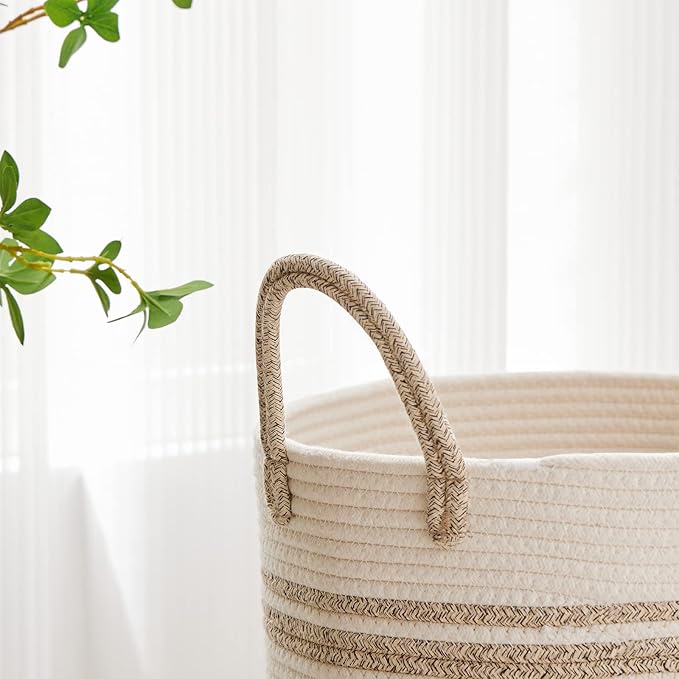 VIPOSCO Tall Laundry Hamper, Woven Rope Storage Basket