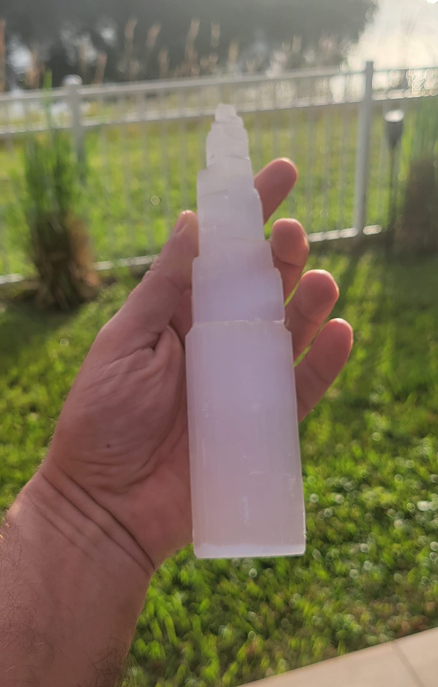 Pachamama Essentials Large Selenite Tower 8" Tall Skyscraper Healing Crystal Stone Reiki Meditation Energy Protection