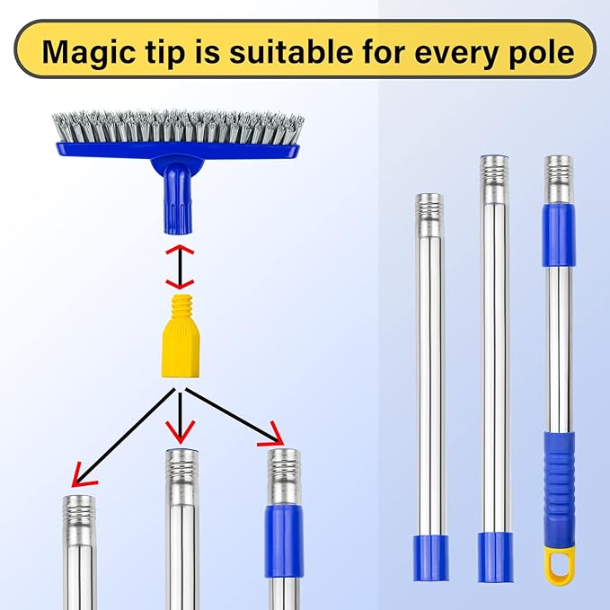 ITTAR Grout Brush with Long Adjustable Handle, Swivel Scrub Brush, V-Shape