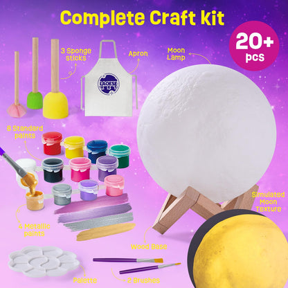 Paint Your Own Moon Lamp Kit, Cool Gifts DIY 3D Moon Night Light, Arts and Crafts for Kids Ages 8-12, Space Art Supplies Craft Kits, Girls Boy Birthday & Christmas Gifts Ages 3 4 5 6 7 8 9 10 11 12+