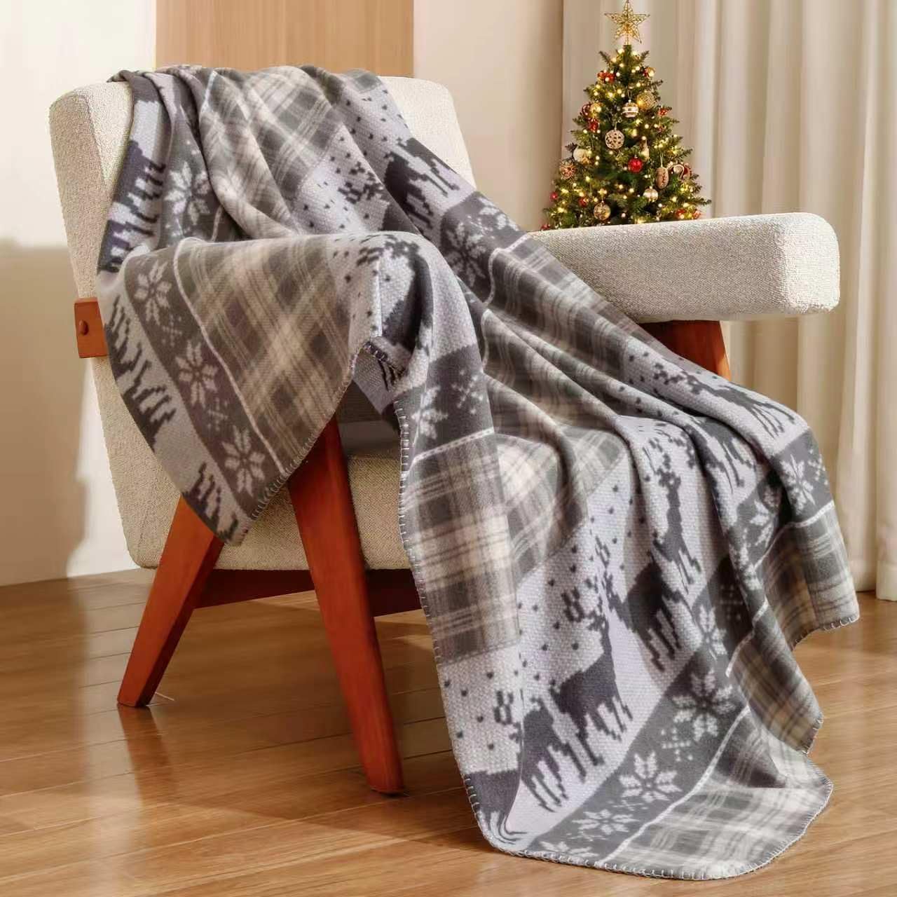 CAI TENG Christmas Blankets Bulk 50 X 60 inch Fleece Throw Blanket 6 Pack Printed Blankets Christmas Decoration Small Throw Sofa Home Gift Grey