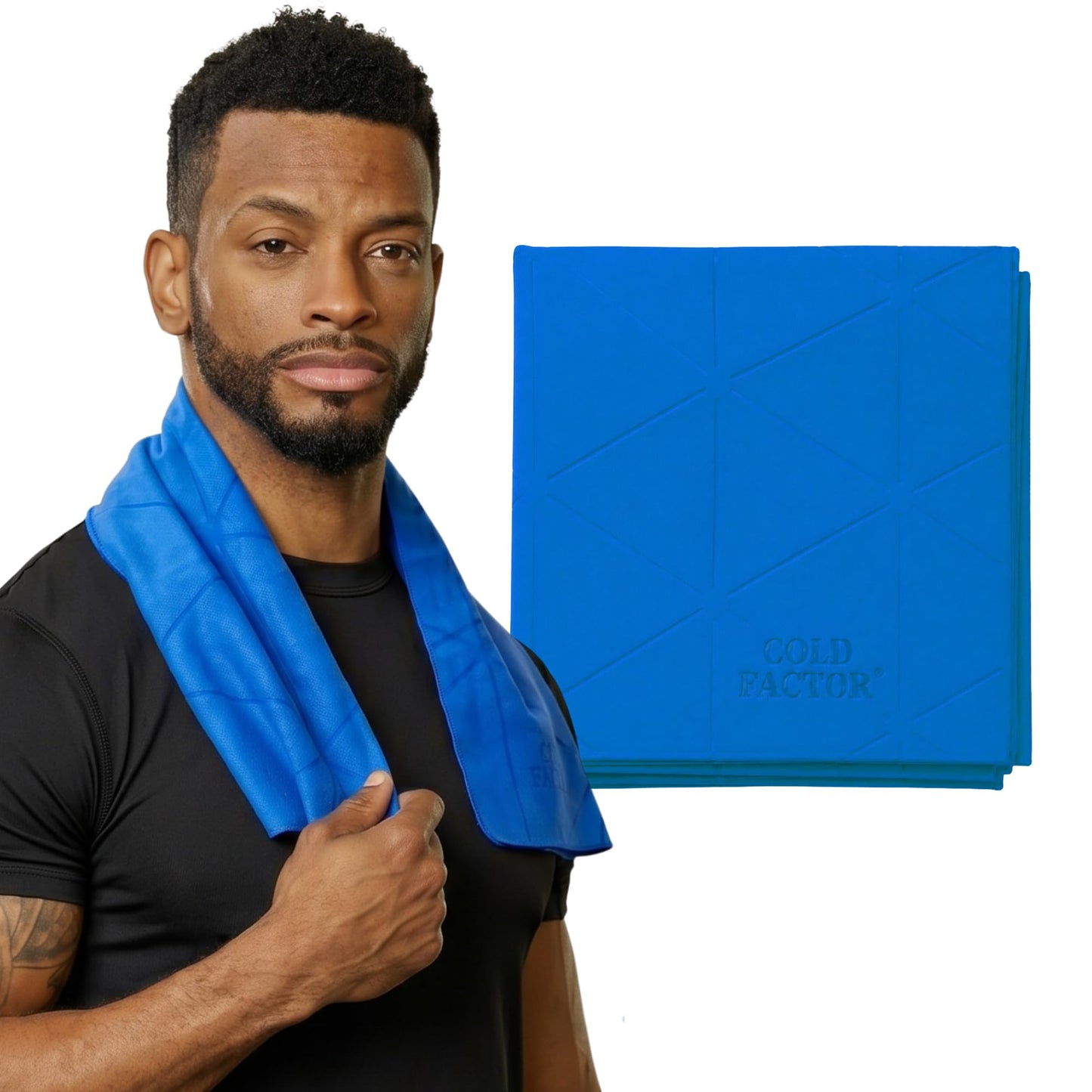COLD FACTOR Cooling Towels for Sports, Cooling Neck Wraps – Cold Towel for Running, Workout & Outdoor Use, with UPF 50+-Soft, Chill Pad, Reusable Cooling Neck Towel, 13"x29.5" - 1 Pack (Blue)