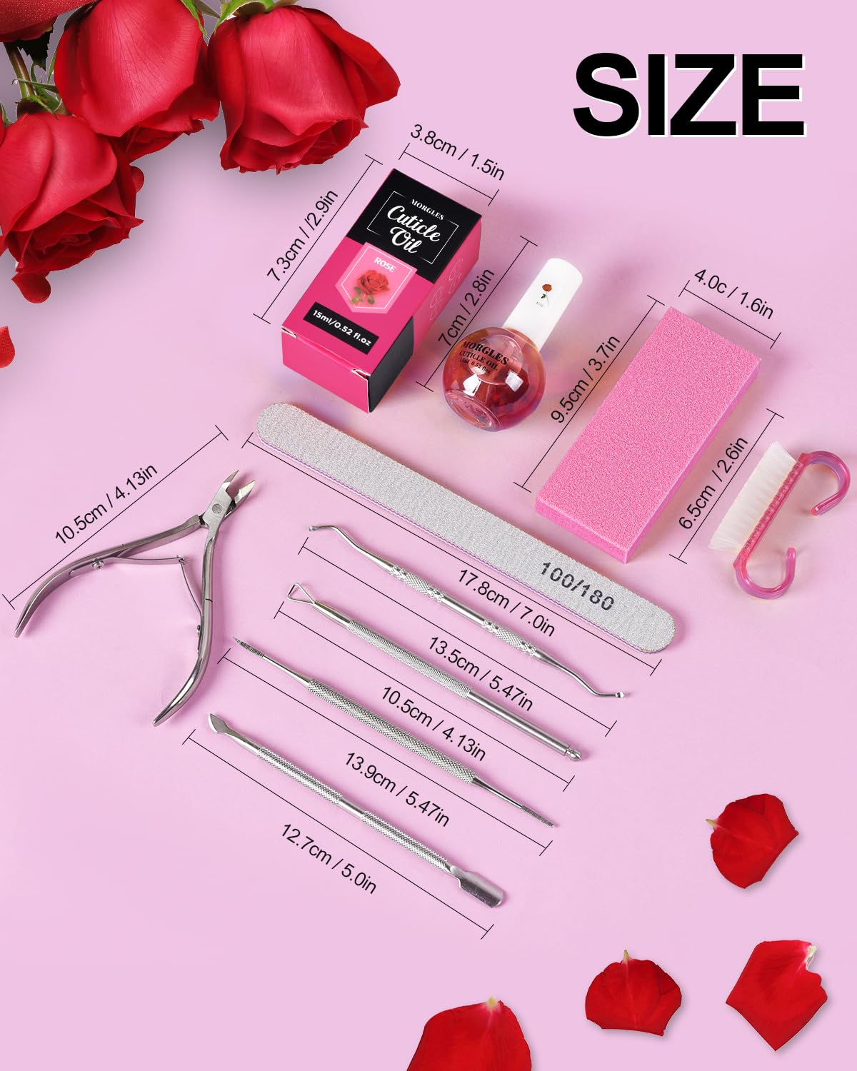 MORGLES Nail File and Buffer Blocks with Nail Care Kit, 13 Pcs Manicure Kit for Women with Milk and Honey Cuticle Oil and Cuticle Trimmer Set