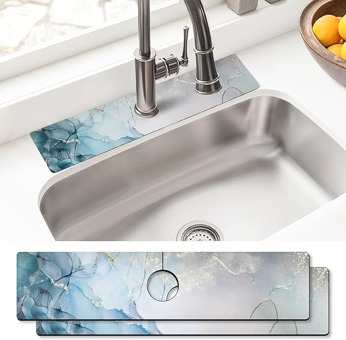 Sink Faucet Absorbing Mat, 2 Pack Drying Mat Around Faucet Sink Splash Guard
