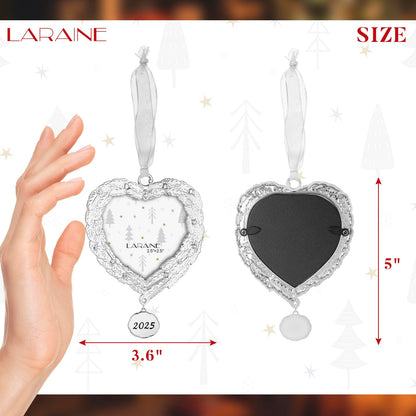Laraine Christmas Tree Ornaments – Decorative Hanging 2025 Holiday Keepsake Gift Pendant with 2.5” Photo Frame Insert for Picture of Pet (Feather (2025))