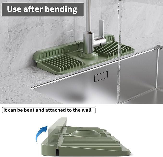 WAFT YEARN 14X5 Inch Silicone Durable Faucet Mat Kitchen Sink Splash Guard