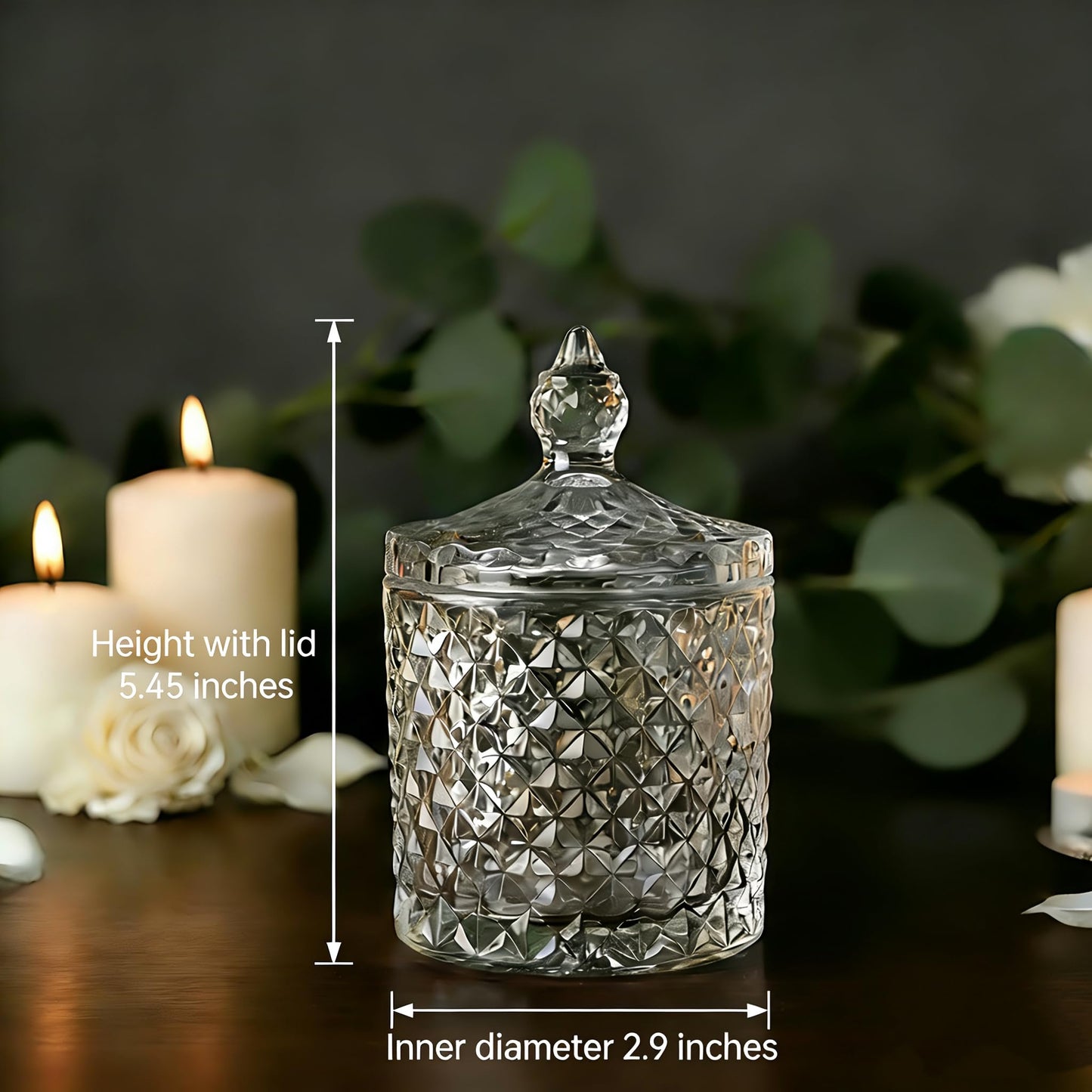 YIUTOYILY 2 Pack Glass Votive Candle Holders with Lids, Clear Glass Candle Holders Bulk for Table Centerpiece Wedding Home Decor (3.35'' x 3.15'')