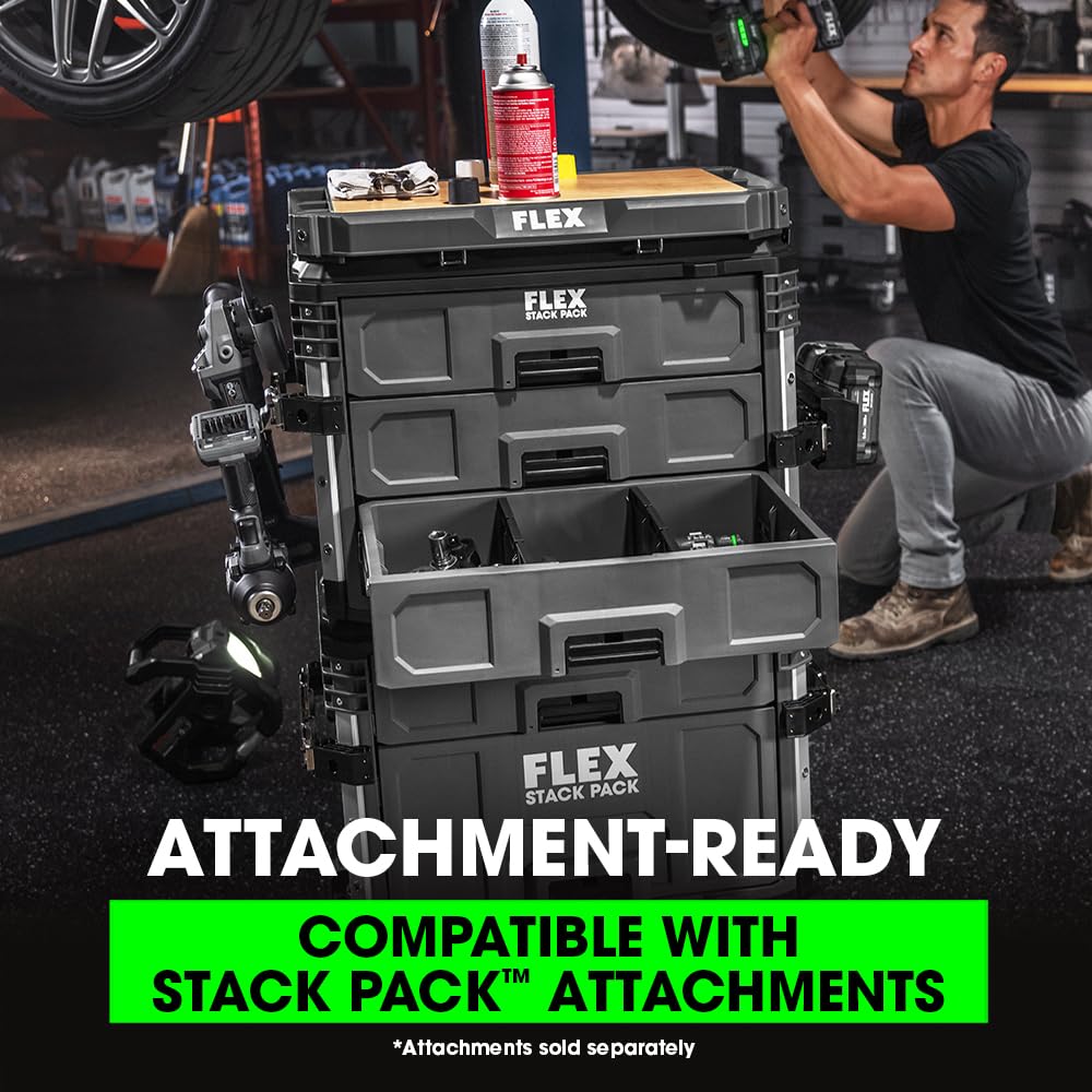 FLEX STACK PACK Storage System 3-Drawer Tool Box - FS1105, Grey/Black