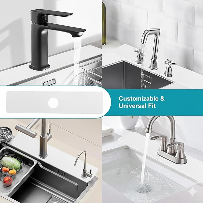 Customizable Kitchen Sink Faucet Mat: 30" Lx5.5 W Absorbent Splash Guard