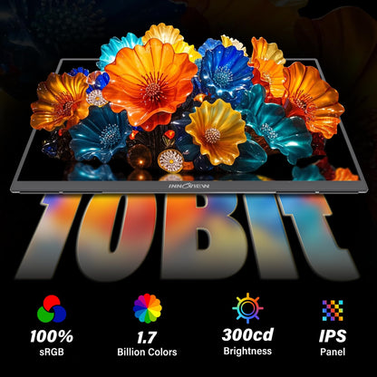 InnoView 23.8" Large Portable Monitor, FHD 144HZ 100% SRGB IPS USB-C HDMI Work Home Gaming Second Monitor 1080P W/180°Adjustable Stand for Laptop, MacBook, Phones