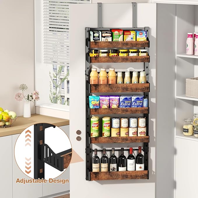 6-Tier Over The Door Pantry Organizer, Heavy-Duty Metal Wall Mount or Hanging
