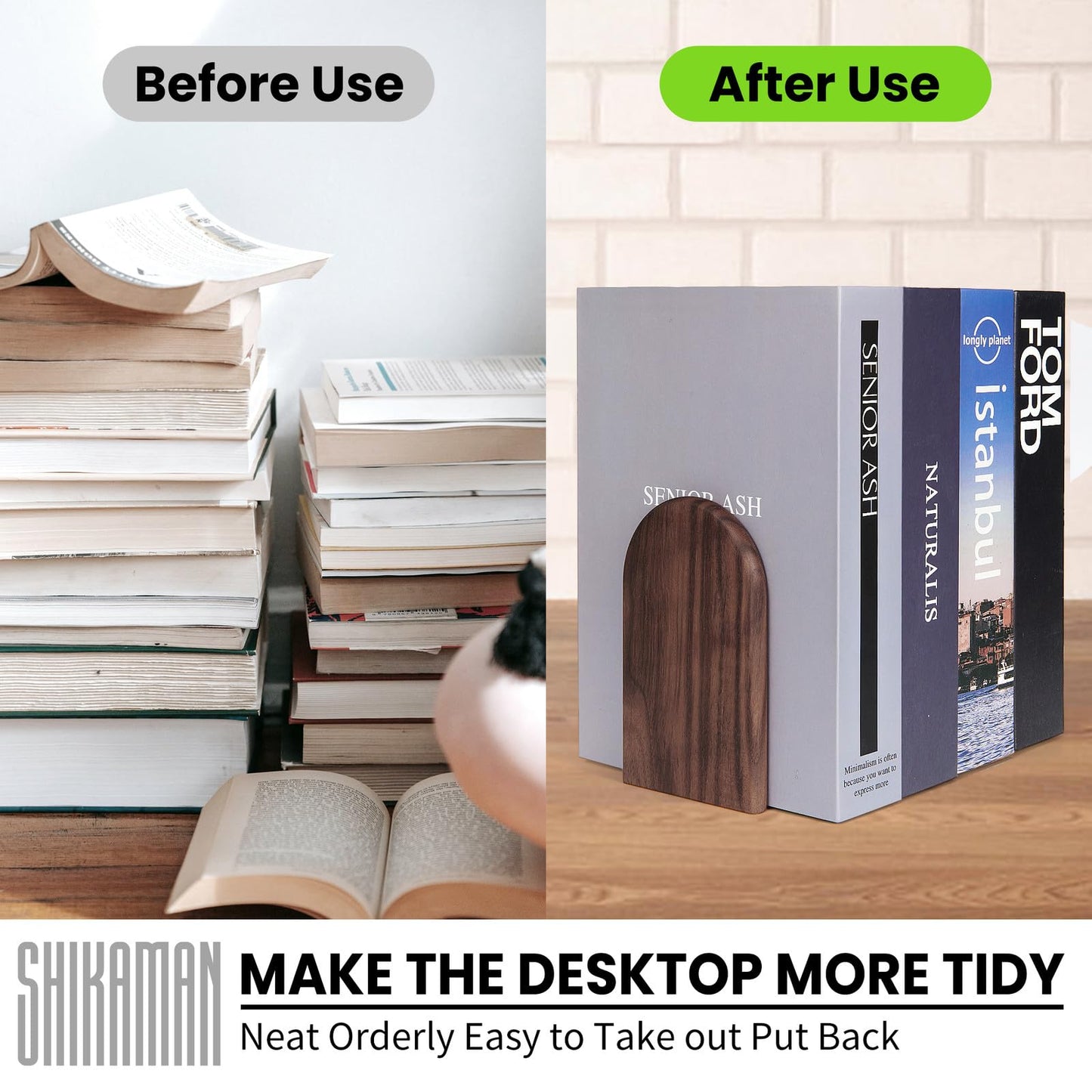Book Ends,1 Pair Bookends Wood Book Ends Universal Economy Bookend