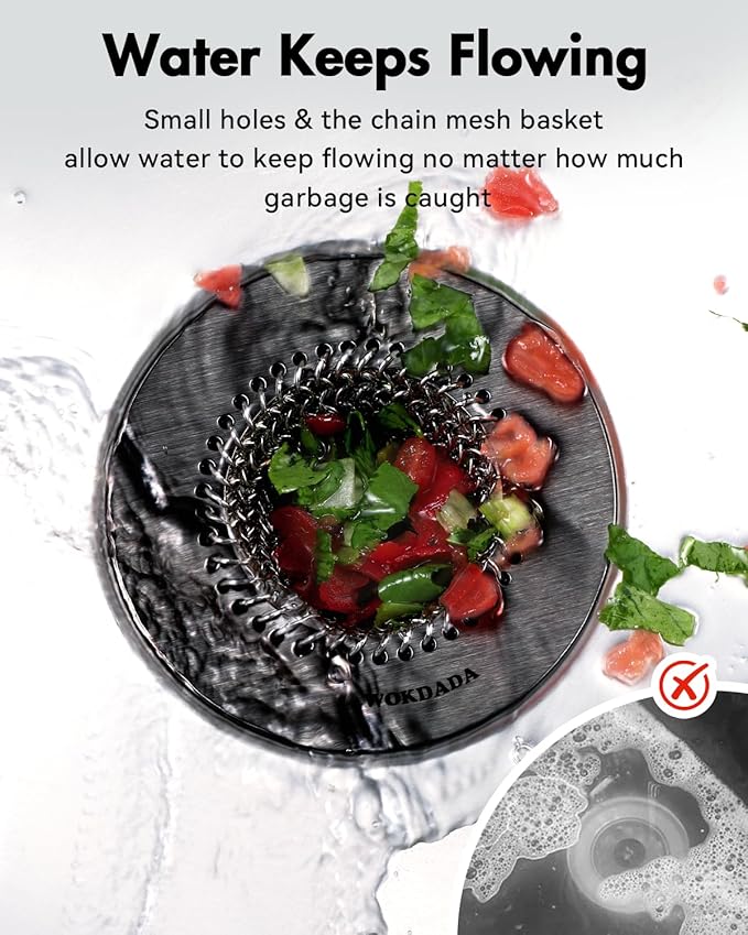 Black Kitchen Sink Strainer, Flippable Mesh Sink Drain Strainer, 304 Stainless