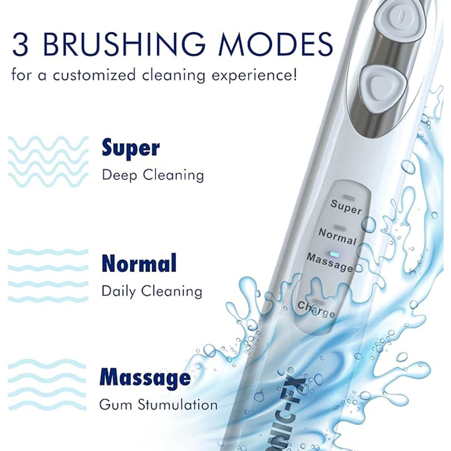 Sonic-FX Solo Electric Toothbrush - 3 Brushing Modes - with Intelligent Auto-Timer, Includes 2 Tooth Brush Heads, and 1 Interdental Head, Rechargeable, Electronic Charging/Storage Base (Black)
