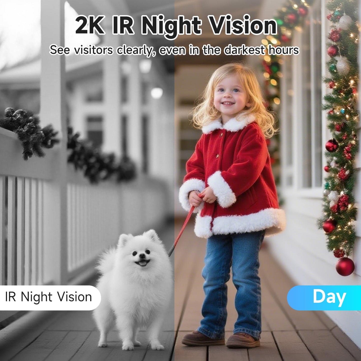 2K Dual Lens Video Doorbell Camera Wireless with Chime, Package Protection, 64GB SD Card, Voice Changer, 2-Way Audio, Night Vision, Compatible with Alexa