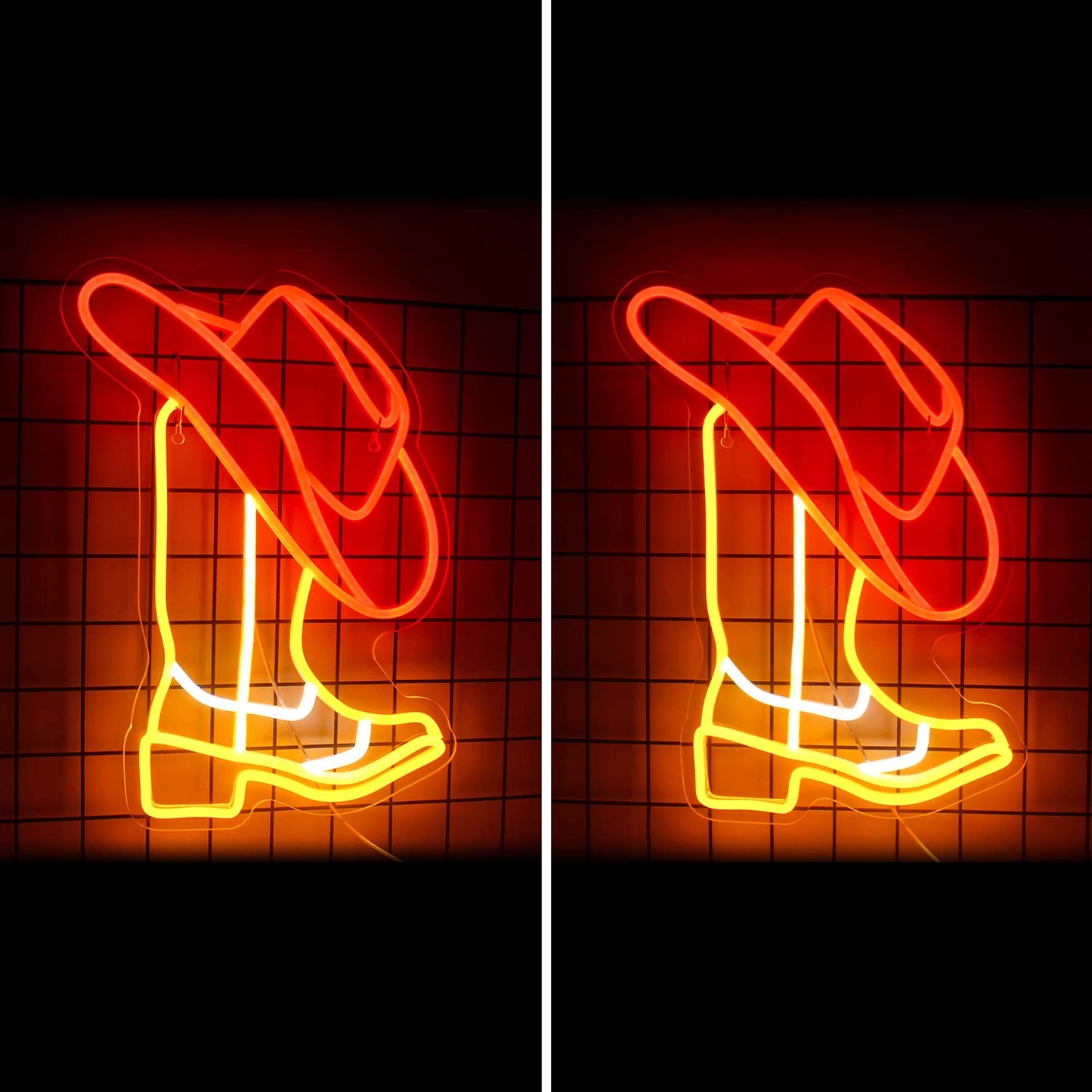 Horseneon Cowboy Neon Signs Cowboy Hat Neon Lights Signs, Western Neon Light, Cowboys Boot Led Sign with USB Powered for Cowboys Farm, Wall Hanging Decor