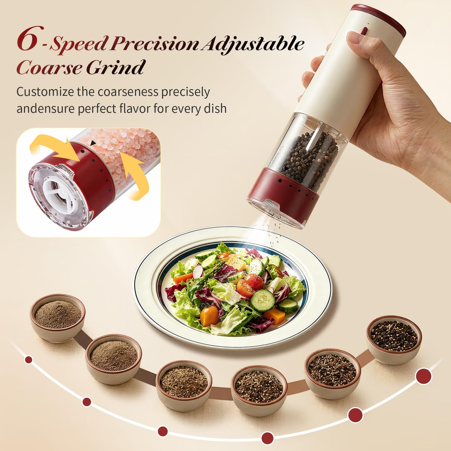 Electric Salt and Pepper Grinder Set Automatic Rechargeable Salt and Pepper Shakers Kitchen Appliances with Storage Base External Adjustable Coarseness & Upgraded Large Capacity for Mom Gifts-2 PCS