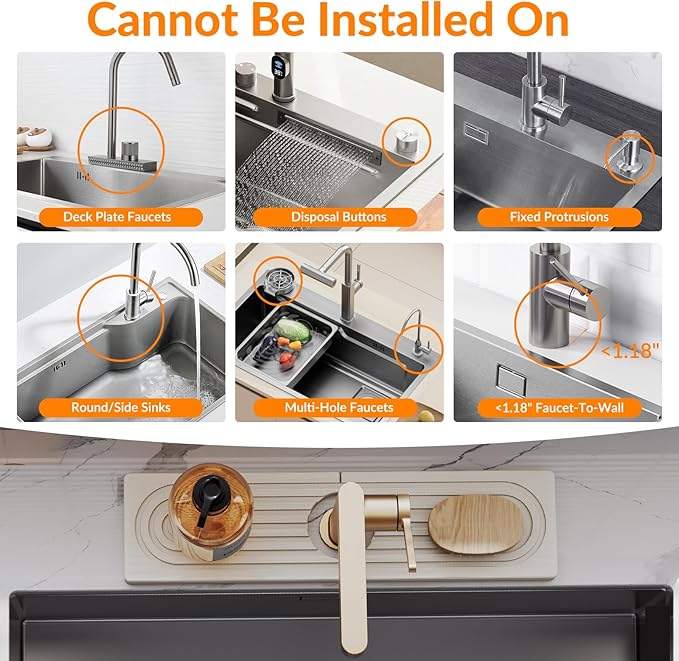 15.7 Inch Stone Faucet Mat for Kitchen Sink Splash Guard, Diatomite Sink