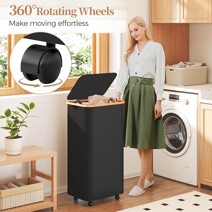 Yecaye 100L Large Capacity Laundry Hamper – Foldable Rolling Laundry Basket