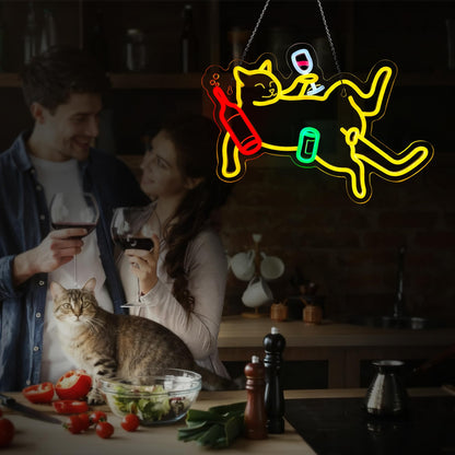 Cat Neon Light Sign, USB Powered Dimmable Bar Neon Signs for Home Bar Wall Decor, LED Wall Art for Bedroom Men Cave Game Room Birthday Party Gifts