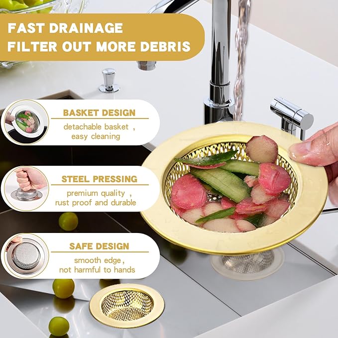RQYEKDO 3-Pack Kitchen Sink Strainer Stainless Steel